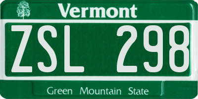 VT license plate ZSL298