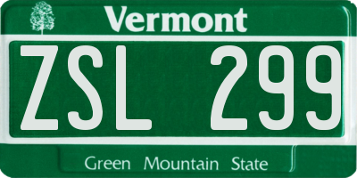 VT license plate ZSL299
