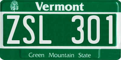 VT license plate ZSL301