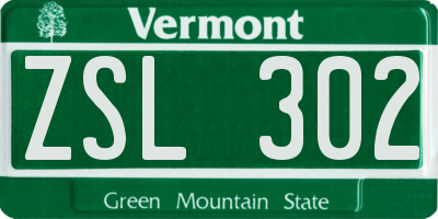 VT license plate ZSL302