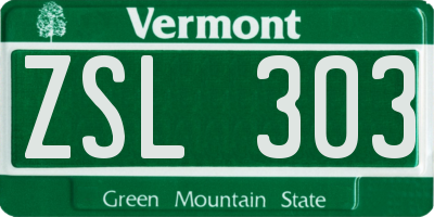 VT license plate ZSL303