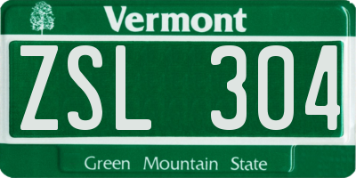 VT license plate ZSL304