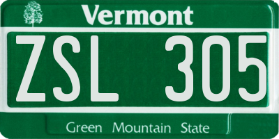 VT license plate ZSL305