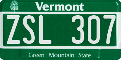 VT license plate ZSL307