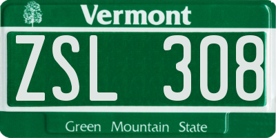 VT license plate ZSL308