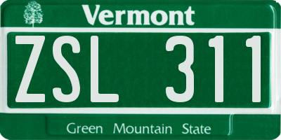 VT license plate ZSL311