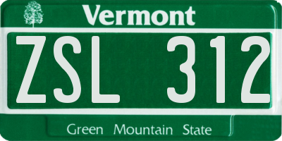 VT license plate ZSL312
