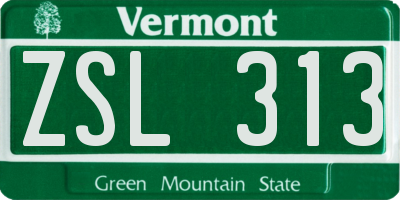 VT license plate ZSL313
