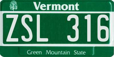 VT license plate ZSL316