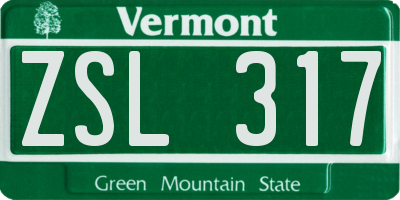 VT license plate ZSL317