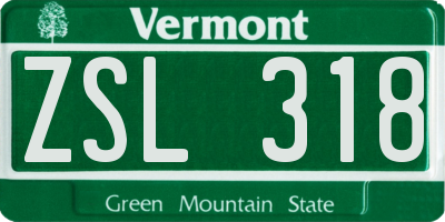 VT license plate ZSL318