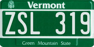 VT license plate ZSL319