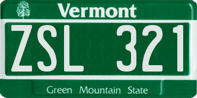 VT license plate ZSL321