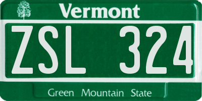 VT license plate ZSL324