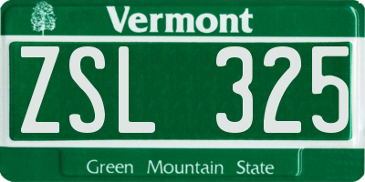 VT license plate ZSL325
