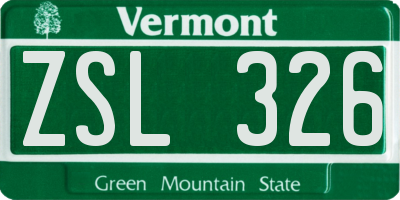 VT license plate ZSL326