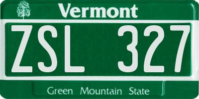 VT license plate ZSL327