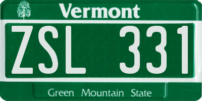 VT license plate ZSL331