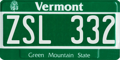 VT license plate ZSL332