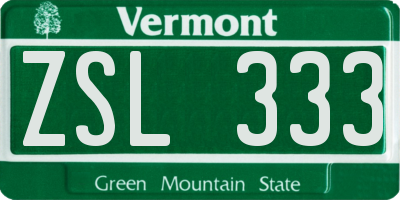 VT license plate ZSL333