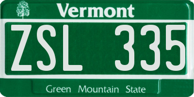 VT license plate ZSL335