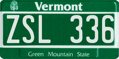 VT license plate ZSL336