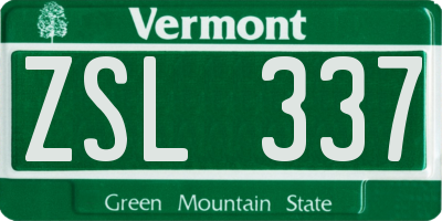 VT license plate ZSL337