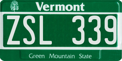 VT license plate ZSL339
