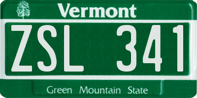 VT license plate ZSL341