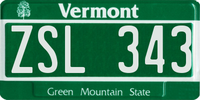 VT license plate ZSL343