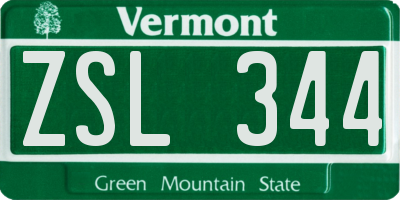 VT license plate ZSL344