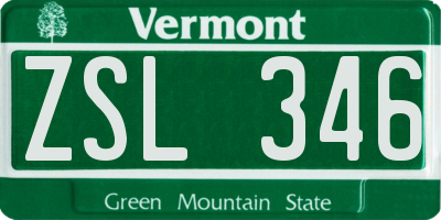 VT license plate ZSL346