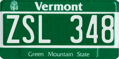 VT license plate ZSL348