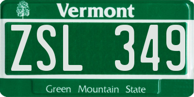 VT license plate ZSL349