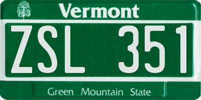 VT license plate ZSL351