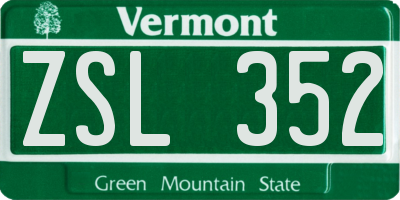 VT license plate ZSL352