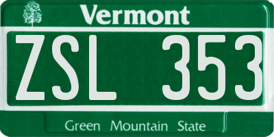 VT license plate ZSL353