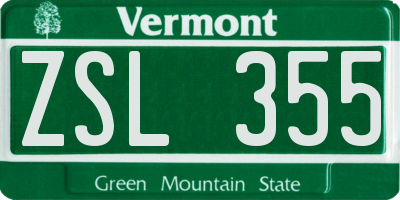 VT license plate ZSL355