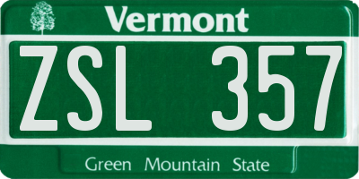 VT license plate ZSL357