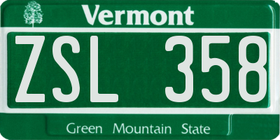 VT license plate ZSL358