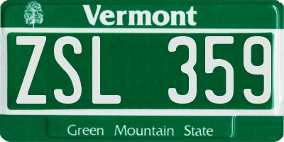 VT license plate ZSL359