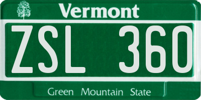 VT license plate ZSL360
