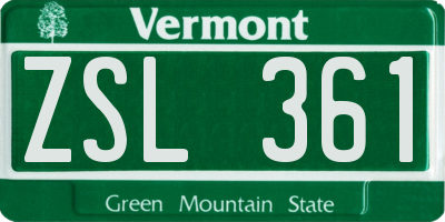 VT license plate ZSL361