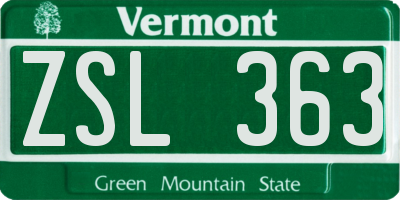 VT license plate ZSL363