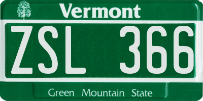 VT license plate ZSL366