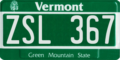 VT license plate ZSL367