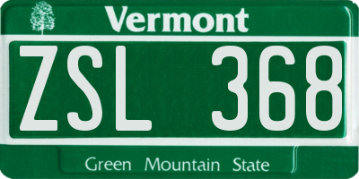 VT license plate ZSL368