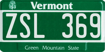 VT license plate ZSL369