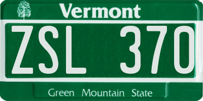 VT license plate ZSL370