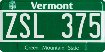VT license plate ZSL375